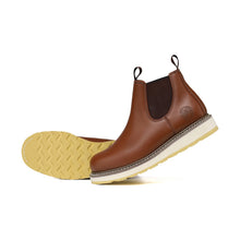 Load image into Gallery viewer, Workpoint H84985 men's brown soft toe Chelsea work boot, boot and outsole view
