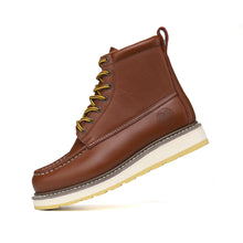 Charger l'image dans la galerie, WORKPOINT Men’s SureTrack 6-Inch Soft Toe Work Boots – Water-Resistant Full-Grain Leather, Slip & Oil-Resistant PU Sole – Brown (H84994)