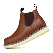 Load image into Gallery viewer, WORKPOINT men's brown 6-inch soft toe Chelsea work boots, H84985, three-quarter view