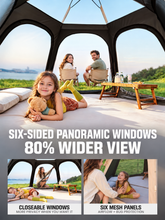 Load image into Gallery viewer, WORKPOINT Family Camping Tent with Extended Awnings, Spacious Panoramic Screen Room, Blackout Shade & Waterproof Double-Layer Roof