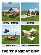 Load image into Gallery viewer, WORKPOINT Family Camping Tent with Extended Awnings, Spacious Panoramic Screen Room, Blackout Shade & Waterproof Double-Layer Roof