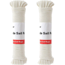 Load image into Gallery viewer, Sun Shade Sail 100% Polyester Braided White Long Rope 1/4 Inch 50 Feet (2 bags)