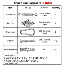 Load image into Gallery viewer, Rectangle Shade Sail Hardware Kit 6 Inches, Heavy Duty Anti-Rust Installation Accessories Set