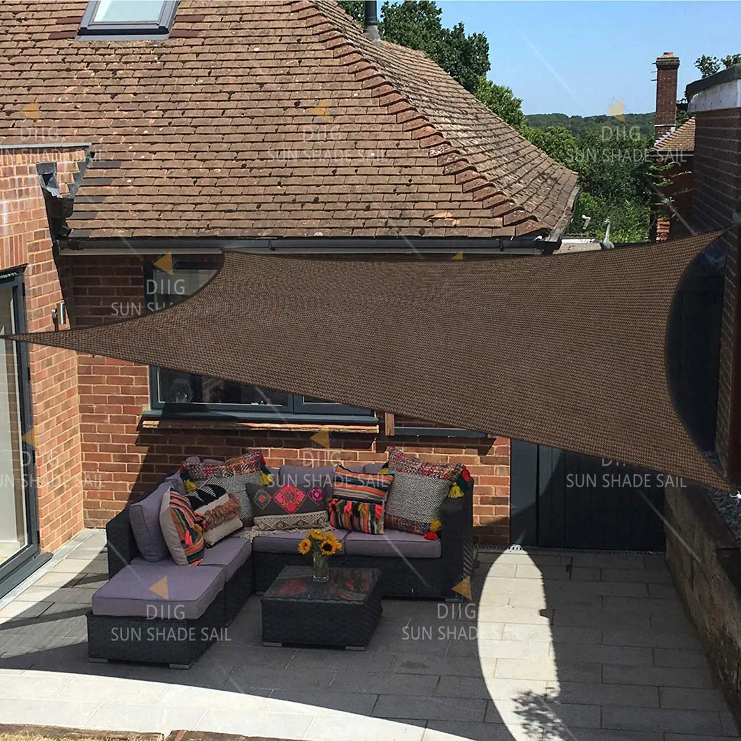 18'x14' Rectangle Patio Sun Shade Sail（Brown Color）