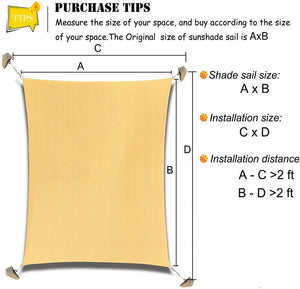 16'x'16' Rectangle Patio Sun Shade Sail（Sand Color）