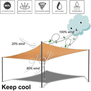 16'x'16' Rectangle Patio Sun Shade Sail（Sand Color）