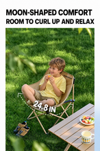 Load image into Gallery viewer, WORKPOINT 5-Piece Folding Camping Table and Chair Set – 59.4-Inch Roll-Top Table with 4 Padded Moon Chairs for Camping, Picnics, Tailgating &amp; Backyard Gatherings
