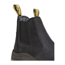 Load image into Gallery viewer, Workpoint 80N04 men's black 6-inch soft toe Chelsea work boots, upper detail
