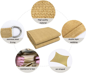 16'x'16' Rectangle Patio Sun Shade Sail（Sand Color）