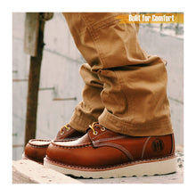 Load image into Gallery viewer, Workpoint HVB806 men's brown 6-inch soft toe work boots, on-foot view
