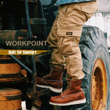 Load image into Gallery viewer, WORKPOINT HVB808 men's brown soft toe wedge work boots, on-foot lifestyle view

