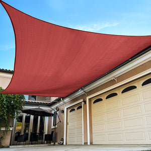 12'x'16' Rectangle Patio Sun Shade Sail（Red Color）