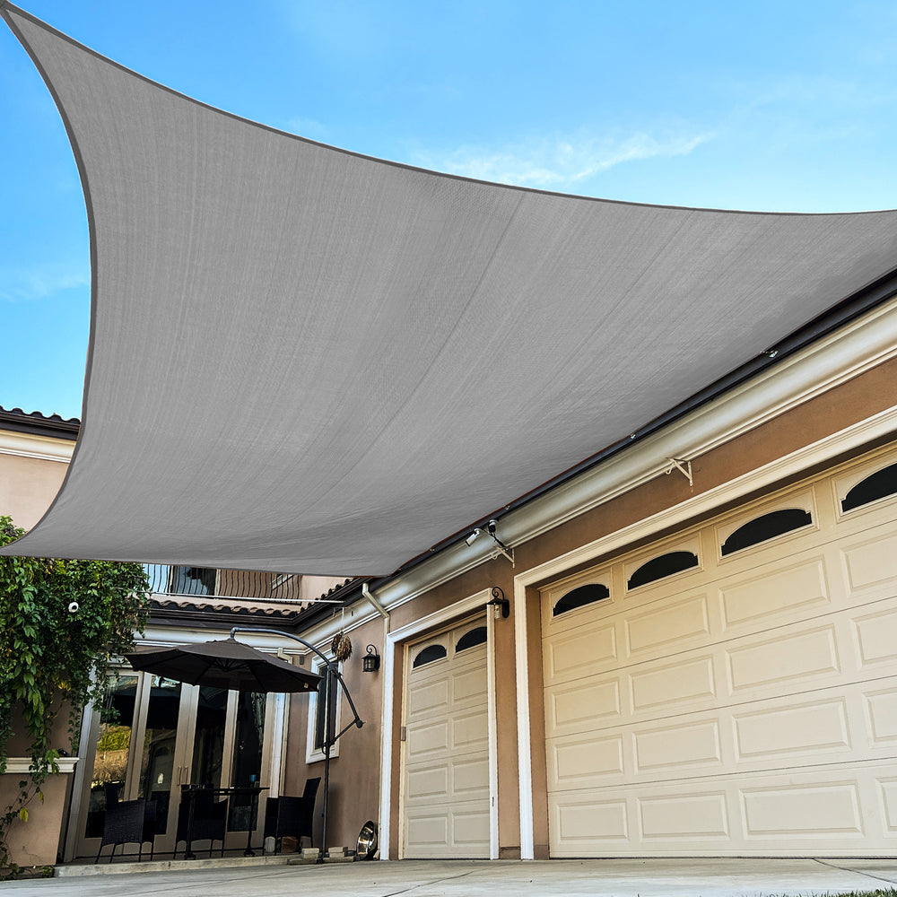 Handpoint Rectangle Patio Sun Shade Sail – Grey, Breathable Outdoor Shade Canopy