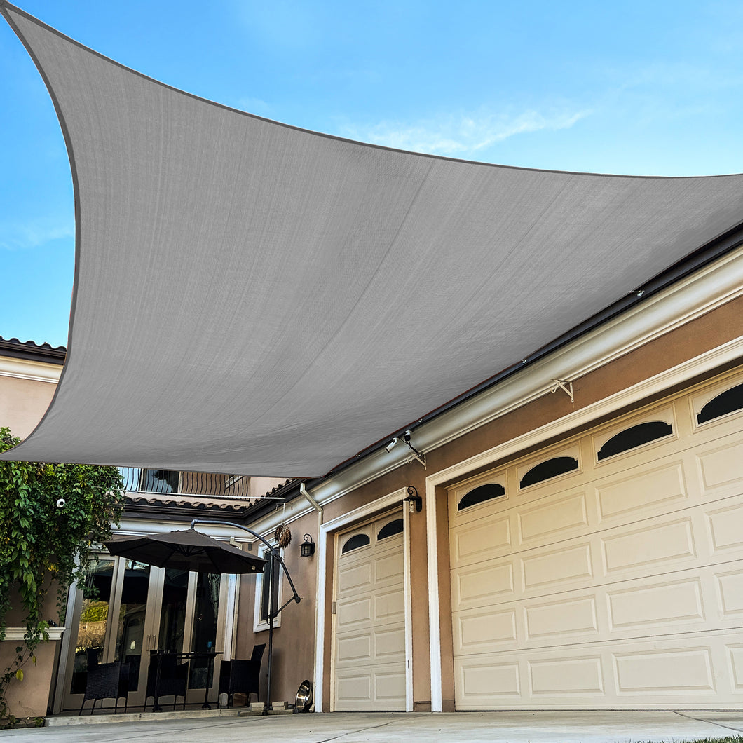 Handpoint Rectangle Patio Sun Shade Sail – Grey, UV-Blocking Outdoor Canopy