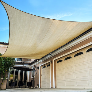 16'x'16' Rectangle Patio Sun Shade Sail（Sand Color）