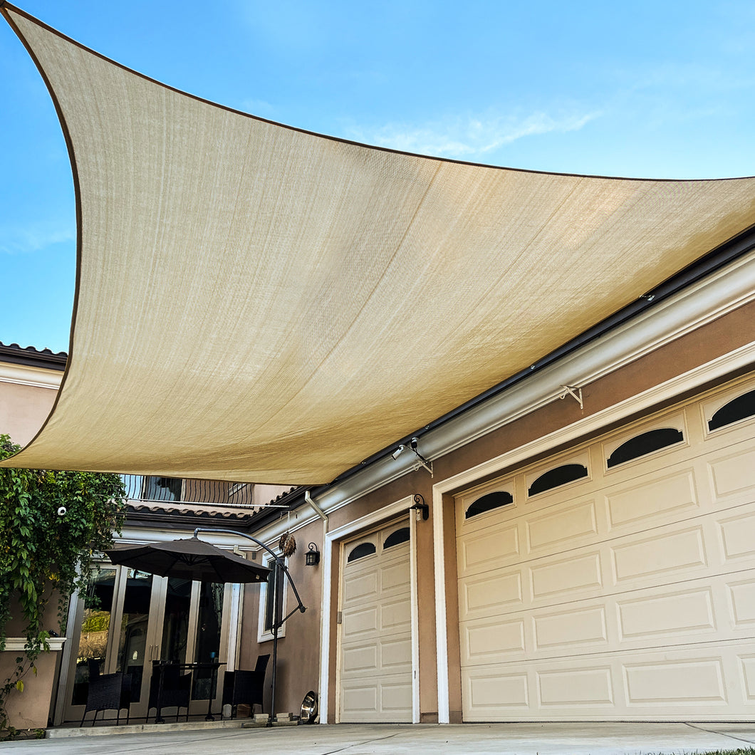 16'x'16' Rectangle Patio Sun Shade Sail（Sand Color）