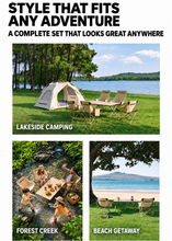 Load image into Gallery viewer, WORKPOINT 5-Piece Folding Camping Table and Chair Set – 59.4-Inch Roll-Top Table with 4 Padded Moon Chairs for Camping, Picnics, Tailgating &amp; Backyard Gatherings
