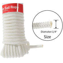 Load image into Gallery viewer, Sun Shade Sail  100% Polyester Braided White Long Rope 1/4 Inch 50 Feet
