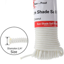 Load image into Gallery viewer, Sun Shade Sail  100% Polyester Braided White Long Rope 1/4 Inch 50 Feet (2 bags)
